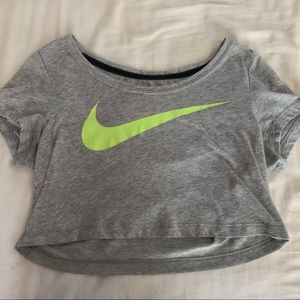 Grey & neon green Nike crop t shirt